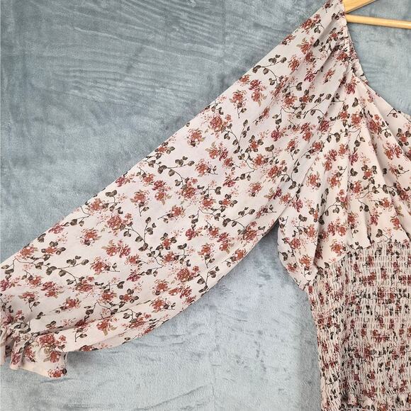 Womens Top 3X Boho Babydoll Floral Milkmaid Smocked Cottagecore Feminine Peasant - Picture 4 of 8